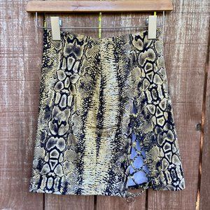 Motel Rocks Snake Skin Print Stretchy Cutout Mini Skirt Size Small